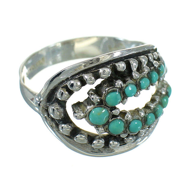 Southwestern Genuine Sterling Silver Turquoise Jewelry Ring Size 7-3/4 YX87247